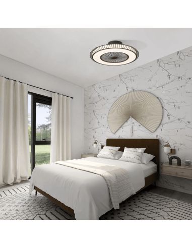 Ventilador LED marrón Mirabel de 40W luz cálida