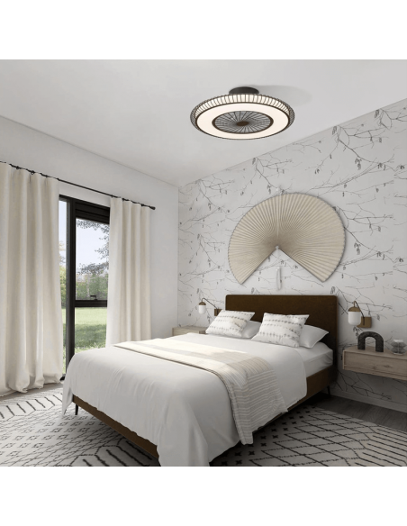 Ventilador LED marrón Mirabel de 40W luz cálida