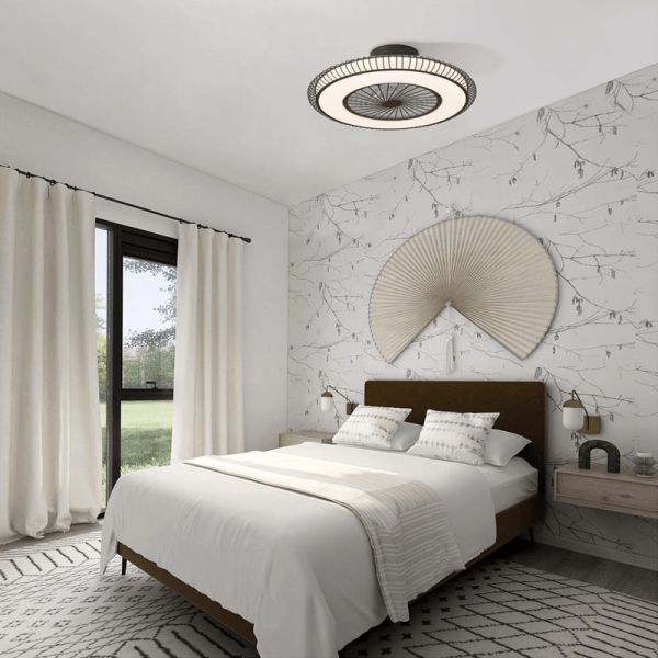 Ventilador LED marrón Mirabel de 40W luz cálida