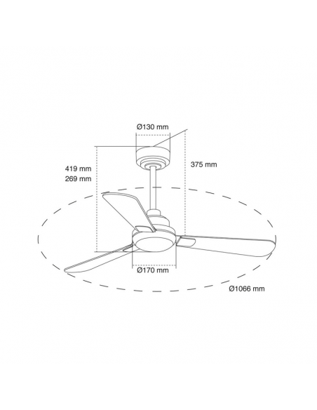 Ventilateur LED Noe avec mesures pales réversibles