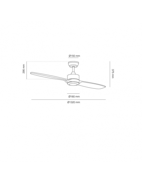Ventilador LED com lâminas de madeira Medidas do motor CA