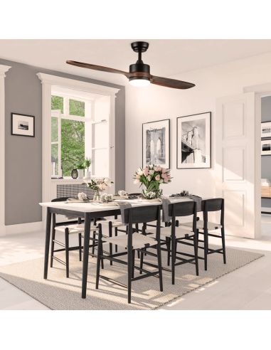 Ventilador LED con aspas de Madera motor AC luz cálida