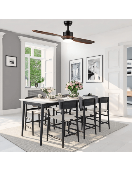 Ventilador LED con aspas de Madera motor AC luz neutra