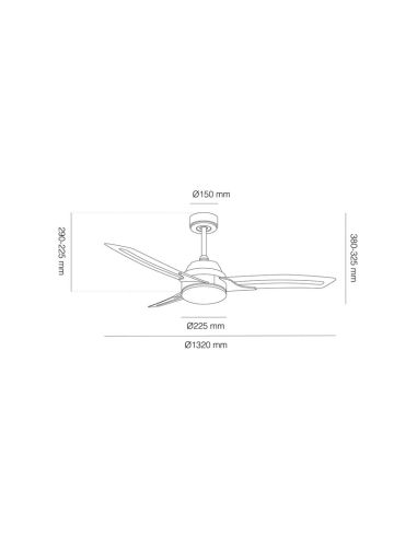 Ventilador LED inteligente Lighter motor DC medidas