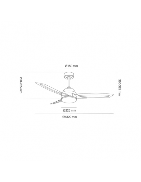 Ventilador LED inteligente Lighter motor DC medidas