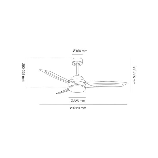 Ventilador LED inteligente Lighter motor DC medidas