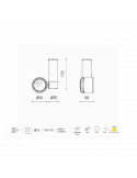 Dimensiones Foco LED de superficie Zen Tube Surface 23W Blanco | LeonLeds