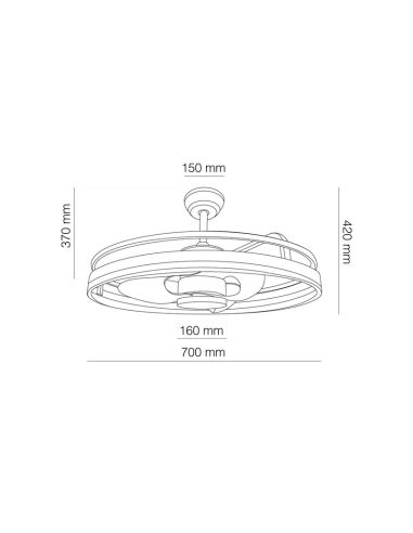 Ventilateur LED rond Agra 48W 4000k mesures