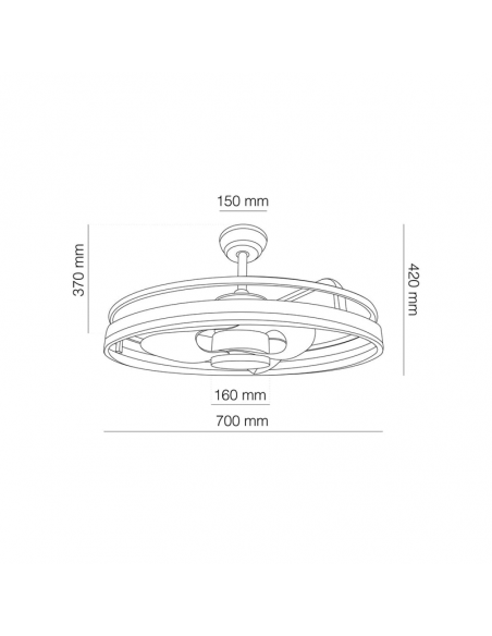 Ventilateur LED rond Agra 48W 4000k mesures