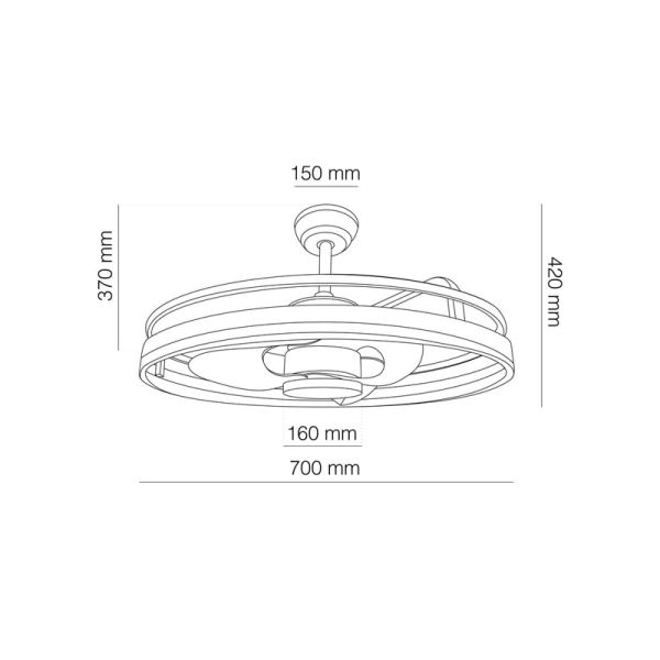 Ventilador LED redondo Agra 48W 4000k medidas