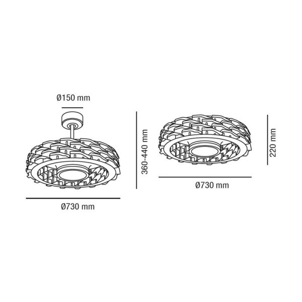 Ventilateur LED sans lame Slice 73cm mesures