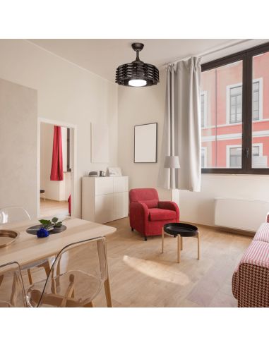 Ventilador LED Allum preto pequeno ambiente DC motor