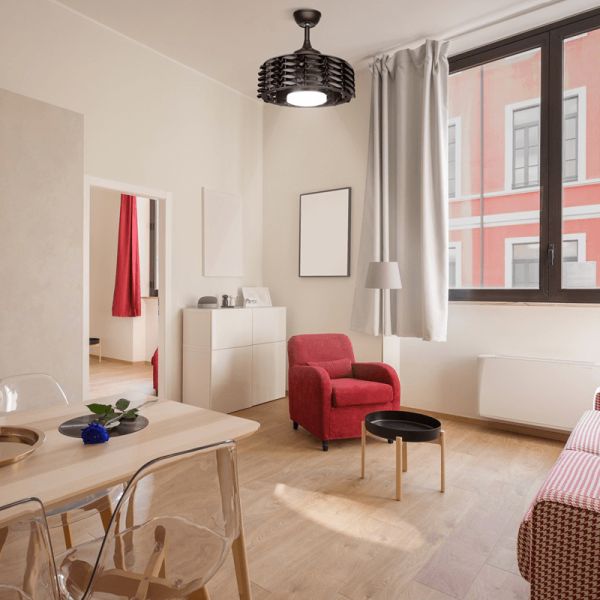 Ventilador LED Allum preto pequeno ambiente DC motor