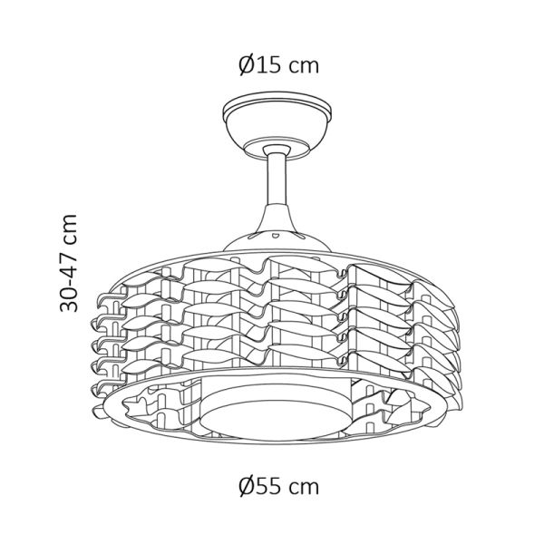 Ventilador Allum branco pequeno LED com medidas de motor DC