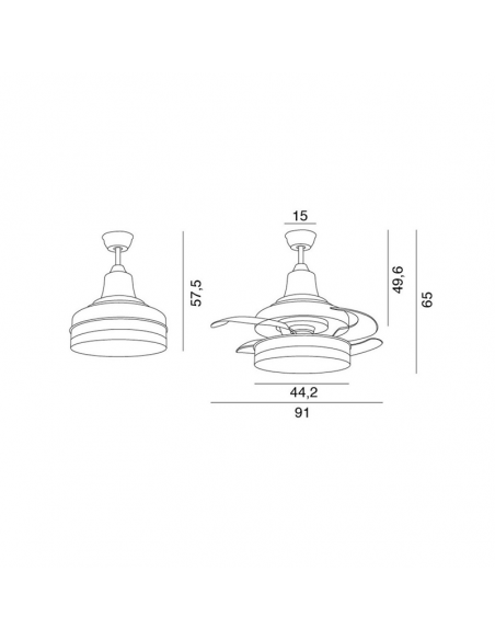 Ventilador plafón LED Bell motor DC medidas