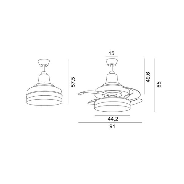 Ventilador plafón LED Bell motor DC medidas