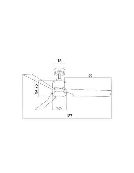 Ventilateur DC Ekos Nickel Led 15W mesures