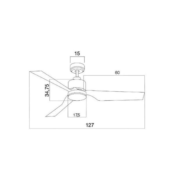 Ventilateur DC Ekos Nickel Led 15W mesures