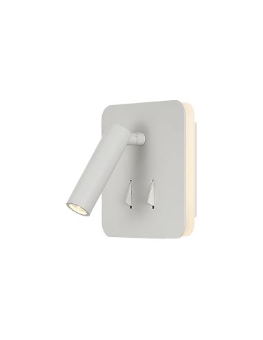 Aplique LED Cayman cuadrado con lector blanca