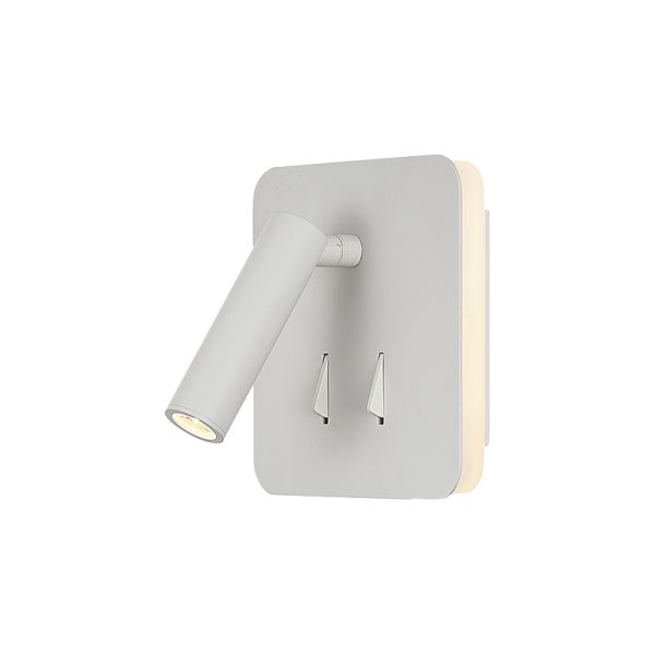 Aplique LED Cayman cuadrado con lector blanca
