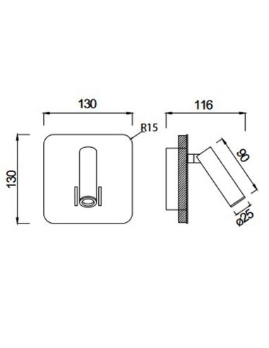 Candeeiro de parede LED Square Cayman com leitor de medição