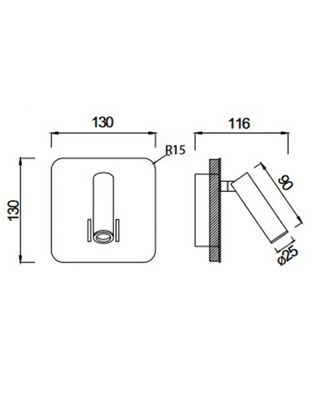 Applique LED carrée Cayman avec lecteur de mesure