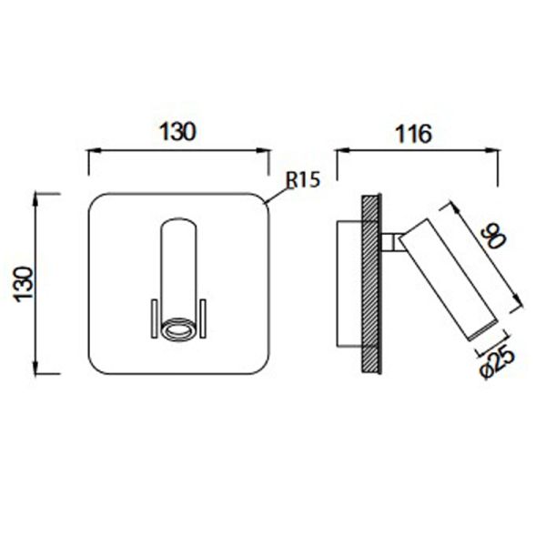 Applique LED carrée Cayman avec lecteur de mesure