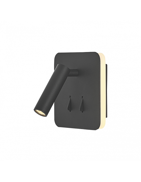 Applique LED carrée Cayman avec lecteur noir