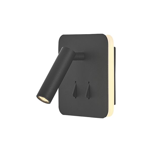 Applique LED carrée Cayman avec lecteur noir