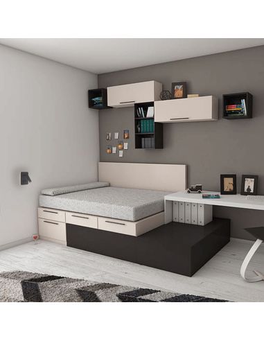 Applique LED carrée Cayman avec lecteur noir d'ambiance