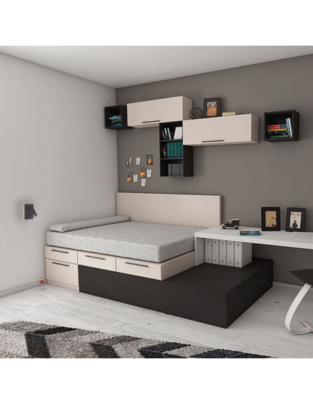 Candeeiro de parede LED quadrado Cayman com leitor preto ambiente