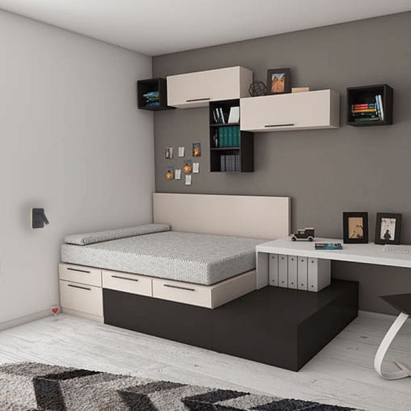 Aplique LED Cayman cuadrado con lector negro ambiente