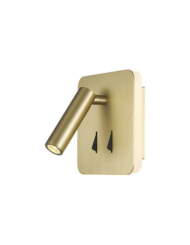 Aplique LED Cayman cuadrado con lector oro