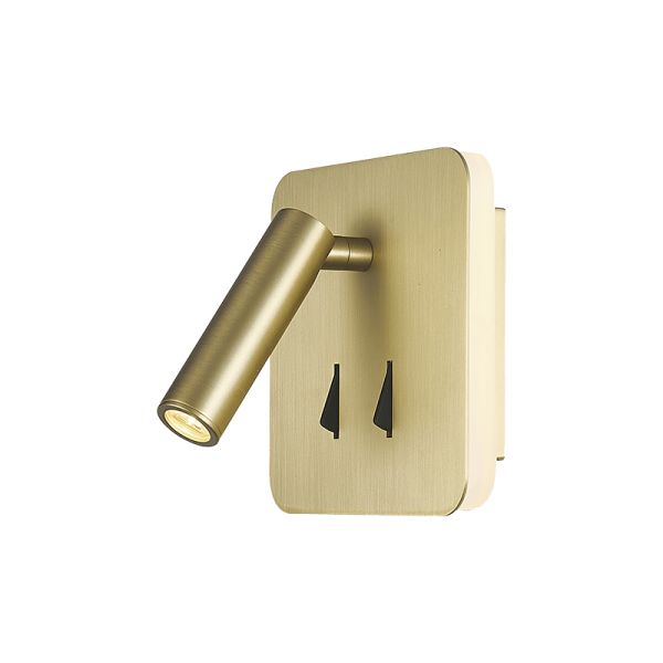 Aplique LED Cayman cuadrado con lector oro