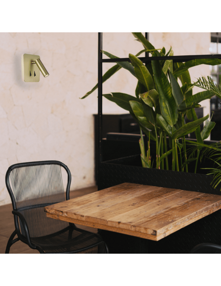Aplique LED Cayman cuadrado con lector oro ambiente