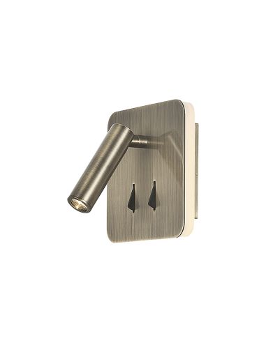 Aplique LED Cayman cuadrado con lector bronce