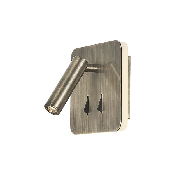 Applique LED carrée Cayman avec lecteur en bronze