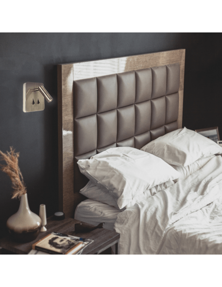 Candeeiro de parede LED quadrado Cayman com leitor de bronze ambiente