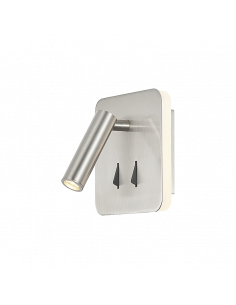 Aplique LED Cayman cuadrado con lector plata