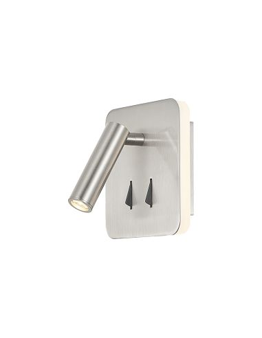 Aplique LED Cayman cuadrado con lector plata