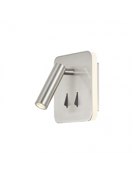 Applique LED carrée Cayman avec lecteur argenté