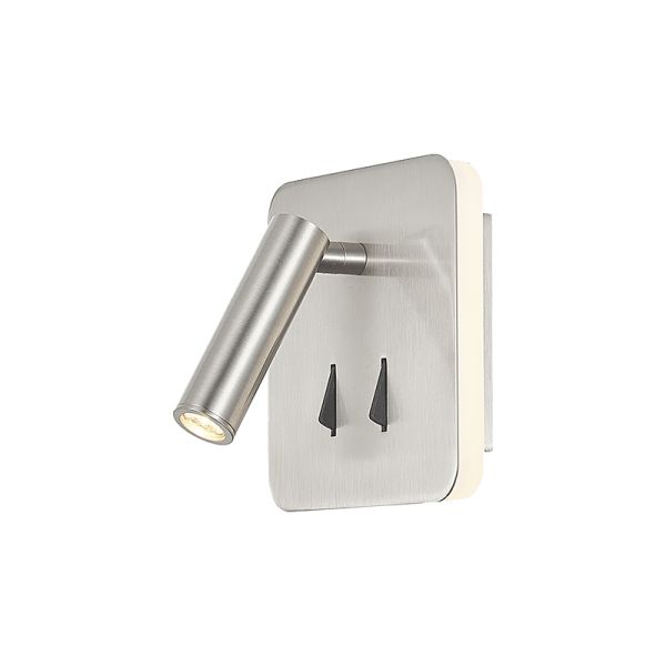 Candeeiro de parede LED quadrado Cayman com leitor prateado