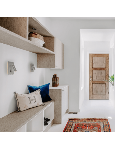 Aplique LED Cayman cuadrado con lector plata ambiente