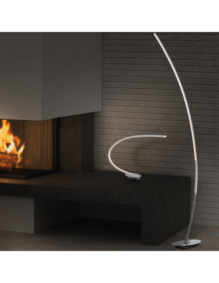 Lampadaire en métal Solo ambiant aluminium poli