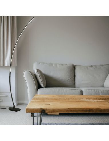 Lampadaire LED minimaliste solo noir ambiant