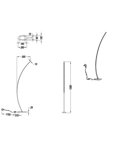 Dimensions du lampadaire LED minimaliste Solo Black