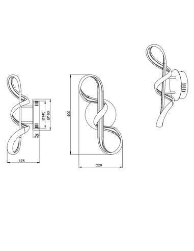 Aplique LED de metal moderno Perugia medidas