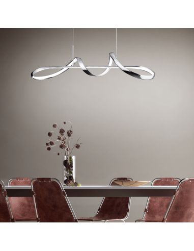 Candeeiro suspenso LED minimalista Perugia ambiente cromado