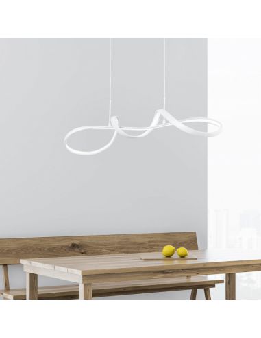 Lámpara LED colgante minimalista Perugia blanca ambiente