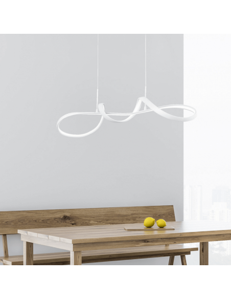 Lámpara LED colgante minimalista Perugia blanca ambiente